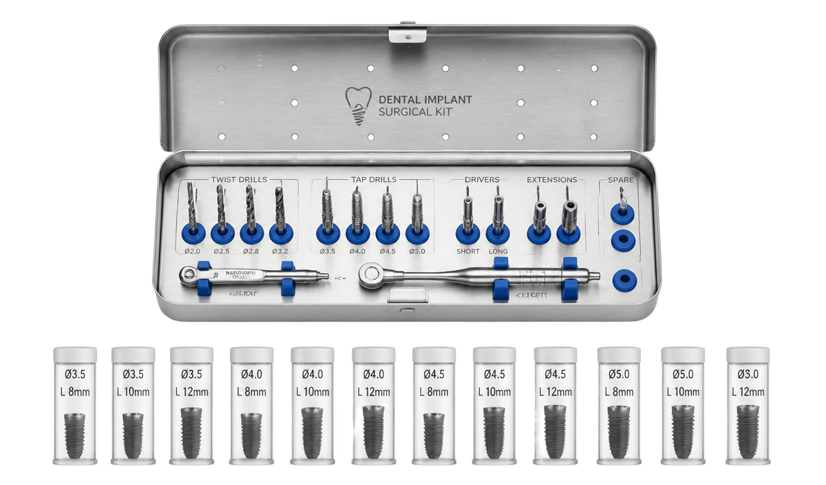 Kit cirúrgico MIS e 20 implantes MIS C1